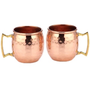 Outil de barre de mule de Moscou en cuivre martelé et tasse à jus avec poignée en laiton plaqué or pour l'utilisation de bar d'hôtel de restaurant à la maison - Product Image 2