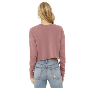 7503 Women's Cropped Crew <b>Fleece</b> <b>Sweater</b> Mauve Loose Fit with Dropped Shoulder and Letter Print Hoodies - Product Image 3