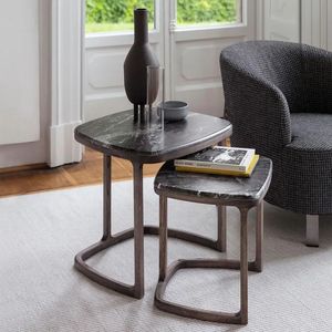 Sala de estar contemporánea Estilo de lujo Acero inoxidable Sala de estar redonda Sofá Mesa de esquina dorada Mesa auxiliar con forma de reloj de arena - Product Image 2