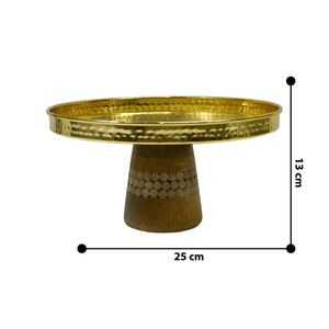 Stylish Antique Metal Wood Handmade <b>Cake</b> Serving Stand Round Shape with Hammered Design Stainless Steel Top Unique <b>Cake</b> <b>Tools</b> - Product Image 2