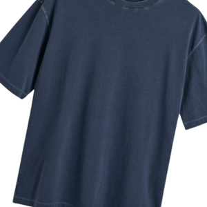 T-shirt oversize en coton lourd délavé bleu marine pour homme, streetwear de haute qualité, logo personnalisé, fournisseur d'usine OEM, décontracté - Product Image 5