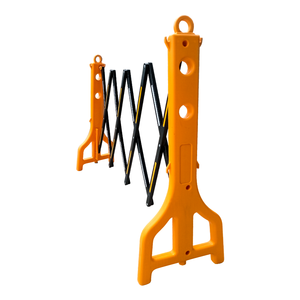 Barrière accordéon extensible jaune 255 x 97 cm en HDPE/PE et métal, barrière de sécurité et de circulation pour utilisation en extérieur sur route - Product Image 3