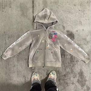 เสื้อฮู้ดแบบมีซิปโอเวอร์ไซส์ลายล้างกรดโอเวอร์ไซส์วินเทจออกแบบโลโก้ได้ตามต้องการ - Product Image 4