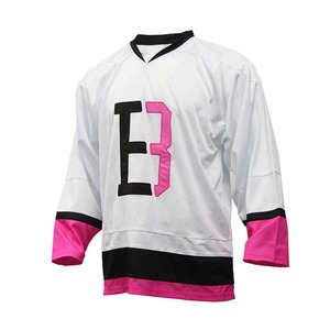 Camiseta de hockey sobre hielo de talla grande para hombre más popular 2025 con logotipo personalizado patrón en blanco y servicio OEM con nombre de equipo - Product Image 1