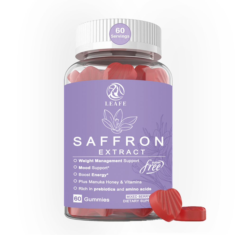 100% ekstrak kunyit murni 88.5mg Saffron suplemen Gummies dengan madu & Vitamin B6 B12 D3 C untuk kesehatan mata