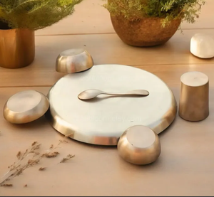 Quality Bronze Kansa <b>Indian</b> Thali sets Serving And Eating Plates For Dining Set Direct Factory Manufacturer - Product Image 5