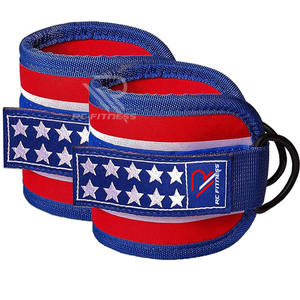 Sangles de cheville rembourrées en néoprène légères avec logo personnalisé, anneau en D réglable, unisexe, pour machines à câbles de musculation, support d'entraînement en coton et cuir - Product Image 1