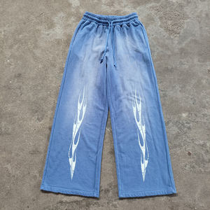 Pantalones Anchos de Estilo Urbano Personalizados Extra Grandes para Hombre, Nuevos 2026, con Lavado Ácido Desgastado, Pantalones Deportivos Acampanados - Product Image 1