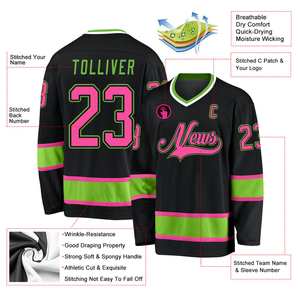 Haute Qualité Vintage Drôle Sublimation Brodé À Manches Longues Personnalisé Hommes Hockey Sur Glace Maillot Respirant Personnalisé Mode OEM - Product Image 2