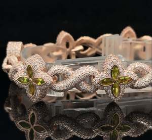 14k Gold Moissanite Diamond <b>Bracelet</b> with Princess Cut Diamonds Hiphop Style Featuring Fancy Pendants or <b>Charms</b> - Product Image 2