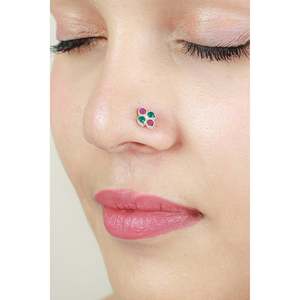 Pendiente Nasal de Plata 925 con Esmeralda y Rubí, Joyería Cultural Coleccionable - Product Image 4