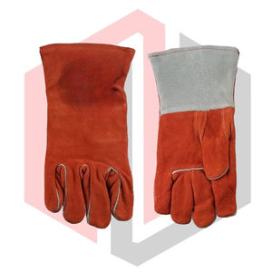 <b>Red</b> Heat Fire Fighter Leather Welding <b>Gloves</b> Heat Fire Resistant Anti-Static Mig Tig Stick BBQ Tear-Resistant 11 oz Thickness 14 - Product Image 5