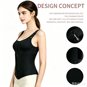 <span class=keywords><strong>Gilet</strong></span> amincissant grande taille avec fermeture éclair avant et fermeture auto-agrippante, corset de contrôle abdominal, bretelles réglables, gaine sculptante pour femme - Product Image 2