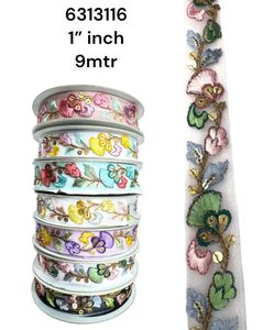 Lacets brodés floraux multicolores de qualité supérieure sur mesure pour toutes les occasions. Idéal pour les robes de mariée et les robes de couture - Product Image 6