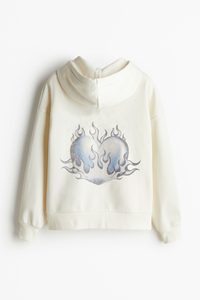 Women's Cream <b>Zip</b>-Up Hoodie With Embroidered Logo Casual Sweatshirt Regular Fit Full Sleeve Knitted Cotton Autumn Wear - Product Image 6
