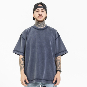 T-shirt délavé à l'acide en coton de qualité supérieure T-shirt délavé minéral rétro surdimensionné T-shirt vintage lourd et décontracté pour hommes - Product Image 4