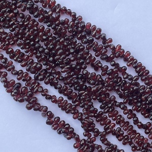 4mm 6mm 8mm naturel rouge grenat pierre côté perceuse à facettes larme gouttes Briolette perles bricolage pour la fabrication de bijoux semi précieux en ligne - Product Image 2