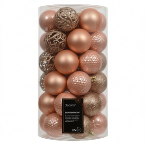 Juego de 37 Bolas de Navidad de Plástico Color Durazno (6cm) para Decoración del Hogar Amicasa, Adornos para Árbol de Navidad 9022581 - Product Image 2