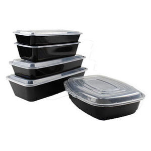 Black rectangular meal microwavable to go takeaway disposable 1 2 3 4 5 6 compartment plastic take out box fast food containers