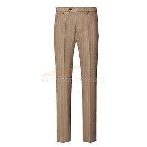 Costume 2 pièces à rayures croisées pour homme, smoking formel coupe ajustée avec blazer et pantalon, costume d'affaires kaki pour mariage - Product Image 5