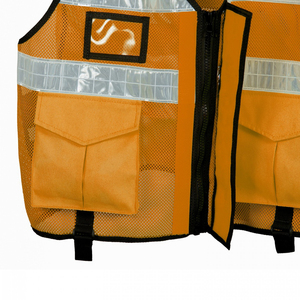 Chaleco reflectante de alta visibilidad de seguridad con cremallera frontal, chalecos de seguridad a precio barato, chaleco táctico Hi Viz - Product Image 3