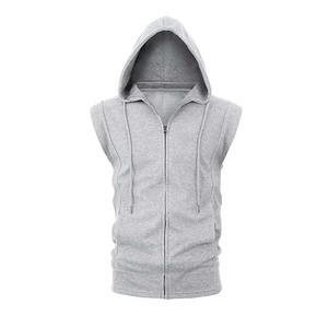 Nouveaux hommes à capuche poche zippée sans manches gilet à capuche avec fermeture éclair vêtements pour hommes vêtements grande taille débardeurs sweats à capuche - Product Image 1