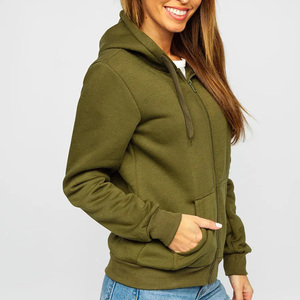 Sudadera con Capucha de Moda Invierno 2025 para Mujer, Estilo Urbano, Cierre de Cremallera, Manga Larga, Color Sólido, Transpirable, de Algodón - Product Image 3