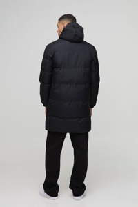 Veste matelassée à capuche mi-longue pour hommes avec logo personnalisé OEM en noir, coupe-vent et chaud, vestes à bulles en duvet matelassé de haute qualité pour hommes - Product Image 4