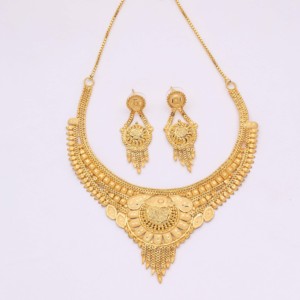 ชุดเครื่องประดับแฟชั่นแบบสร้อยคอสั้น14K 18K 24K ชุบทองทองเหลืองชุดเครื่องประดับดีไซน์แบบดั้งเดิม - Product Image 1