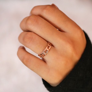 2025 véritable 925 argent Sterling or Rose chaîne lien anneau femmes alliance 925 argent Sterling minimaliste moderne bijoux - Product Image 1