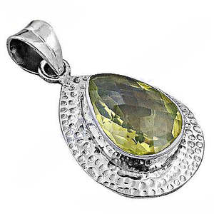 Pendentif en argent 925 avec citrine en forme de larme pour femmes, style religieux, bijoux en pierres précieuses avec cristal d'améthyste doré, cadeau en diamant - Product Image 3