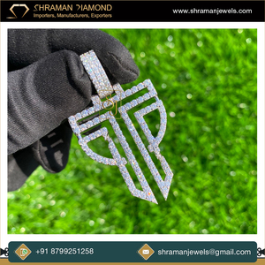 Collar con Colgante de Oro Blanco Sólido de 10K con Inicial TP Personalizada, Diamante Cultivado en Laboratorio, Joyería Hip Hop, Colgante Elegante - Product Image 3