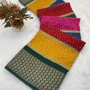 Exclusivo y Moderno Sari de Tela de Seda Dola con Estampado Floral Tradicional, Prenda Étnica de Moda para Bodas y Festivales para Mujeres Indias - Product Image 1