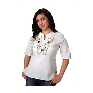 Blusa a maniche corte in tessuto 100% cotone ŞİLE - Product Image 3