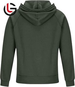 OEM 100% sweat à capuche en molleton de coton pour hommes capuche avant 2 deux poches quart fermeture éclair poche kangourou manches raglan couleur grise respirant - Product Image 3