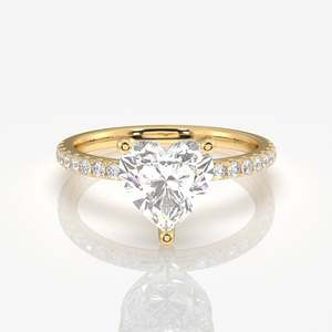 Heart Cut Moissanite Diamond <b>Set</b> in <b>Sterling</b> <b>Silver</b> <b>Ring</b> Pave Design - Product Image 1
