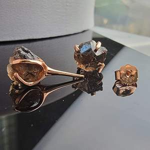 Boucles d'oreilles en quartz fumé plaqué or rose de style classique fait à la main 5-7mm bijoux en pierres précieuses naturelles pour femmes cadeau parfait - Product Image 2