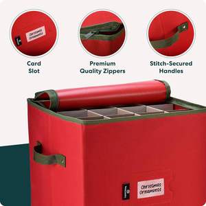 Bolsa de Almacenamiento Multifuncional con Capacidad para 64 Adornos Navideños, Divisores Ajustables, Cierre de Cremallera, Dos Asas, Caja de Almacenamiento para Decoración - Product Image 3