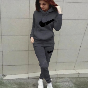 Nouvel ensemble de survêtement 2 pièces brodé uni pour femme, collection 2025 – Idéal pour la maison, l'extérieur, le jogging, l'automne et l'hiver - Product Image 5