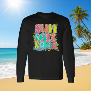Camiseta de Manga Larga con Estampado Digital de Playa Hawaiana, Sun Salt Sand, Vibe Veraniego, Unisex, Cuello Redondo, para Adultos, Promocional - Product Image 3