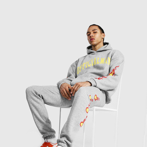 Conjunto de chándal de invierno de carbón transpirable de alta calidad para hombre en oferta Sudadera con capucha y pantalón con logotipo impreso - Product Image 6