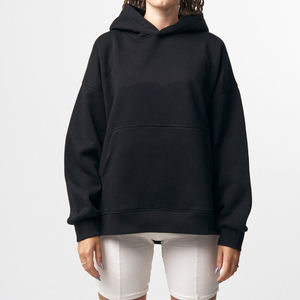เสื้อฮู้ดสวมหัวผ้าคอตตอนโพลีเอสเตอร์สีดำสำหรับผู้ชายผู้หญิงเสื้อมีฮู้ดหนาทรงโอเวอร์ไซส์ - Product Image 6