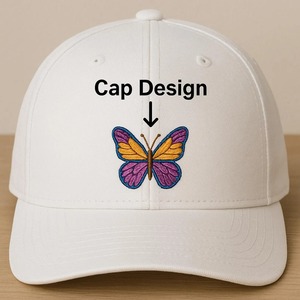 หมวกแบบสั่งทำลายปักรูปหัวใจผีเสื้อดอกไม้3D สีสันสดใสการจัดวางตรงกลางด้านหน้า - Product Image 4