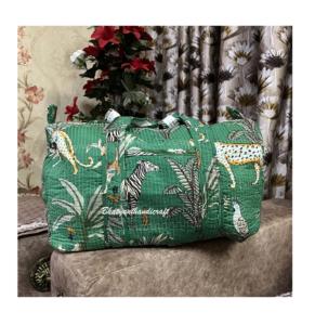 Sac polochon en coton fait main de haute qualité avec fermeture à glissière pochette de voyage multifonctionnelle taille personnalisable - Product Image 1