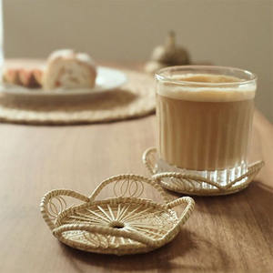 <b>Square</b> Rattan Coaster <b>Set</b> Wholesale Tableware Decoration Rattan Webbing Coaster Bohemian Style OEM Accepted from Vietnam Factory - Product Image 4