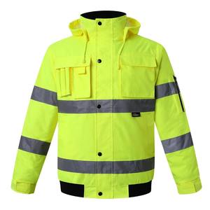 Veste de travail imperméable jaune-orange pour hommes Parka chaude avec manches coupe-vent pour vêtements de sécurité au travail - Product Image 5