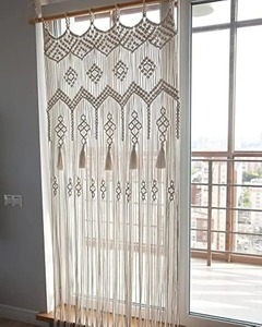 Panneau de rideau en macramé fabriqué à la main belle pièce de décoration intérieure pour cloison murale de fenêtres de porte et moderne élégant - Product Image 4
