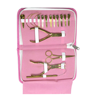 Kit d'outils pour extensions capillaires en acier inoxydable pour salon de beauté avec pinces, ciseaux, outils à boucles et ouvre-perles pour micro-anneaux et perles de liaison