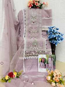 คอลเลกชันใหม่ Organza ปากีสถานสูทเย็บปักถักร้อยลําดับทํางานผู้หญิงชุดแต่งงานสําหรับการขายส่งออก - Product Image 4