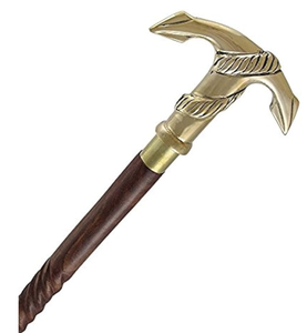 Bastón de madera hecho a mano y mango de latón con bastón de madera marrón, bastón de madera plegable de diseñador antiguo para uso en interiores y exteriores - Product Image 5